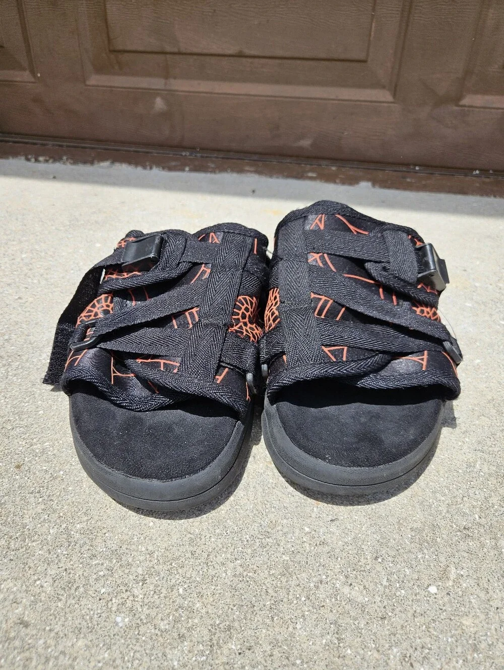 Draco Black And Orange Reflective Slides Sandals Men's Size 11-12 Pre-owned